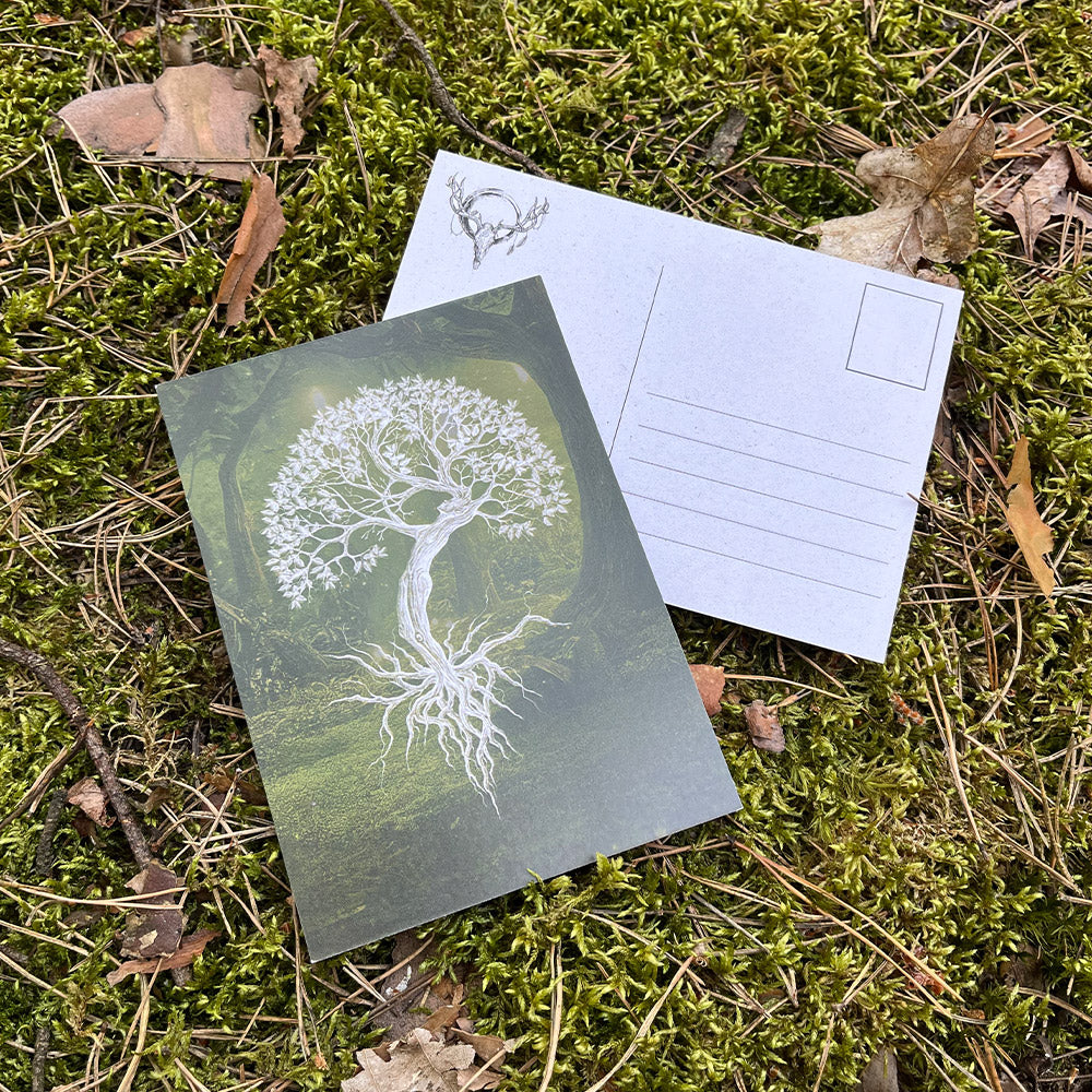 Widokówka Kobieta Drzewo